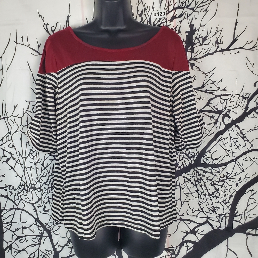 4 for $20❤️Espresso Striped shirt XL